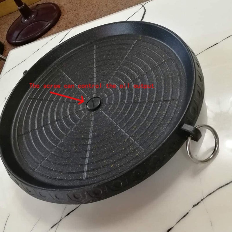 CHYIR Korean Style BBQ Grill Pan with Maifan Coated Surface Non-stick Smokeless Barbecue Plate for Indoor Outdoor Grilling 32x32cm - Image 3